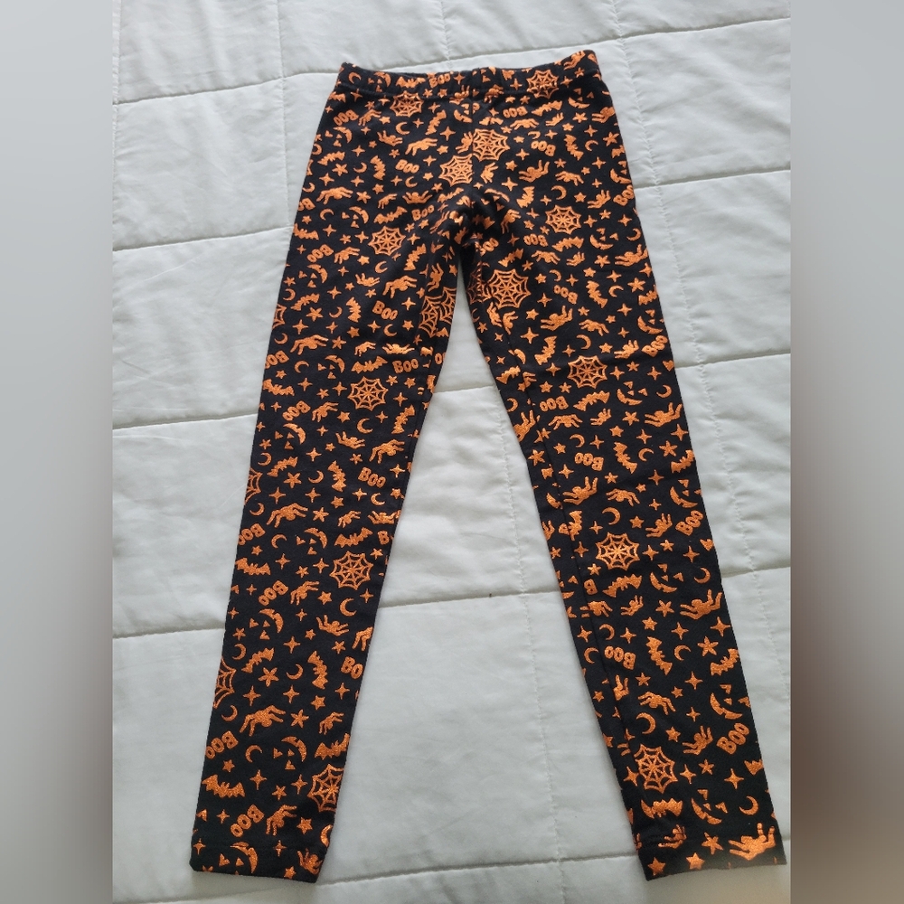 Halloween Themed Kids Leggings - Black and Orange